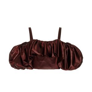 Ulla Johnson Fia Cotton-Blend Satin Crop Top in Mahogany NWT Size 2